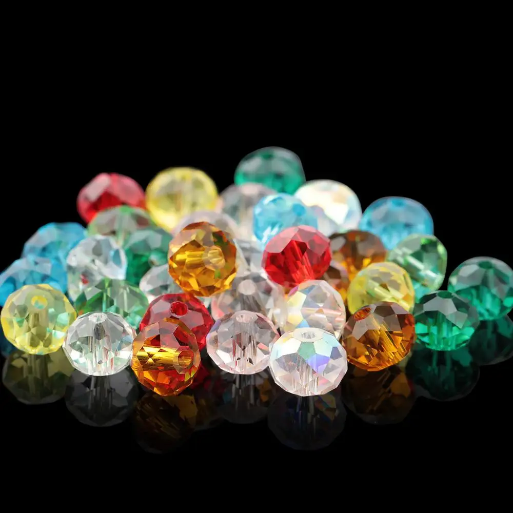 Big sale 6-8mm crystal round beads colorful charms glass loose beads for jewelry making Necklace Bracelet Accessories