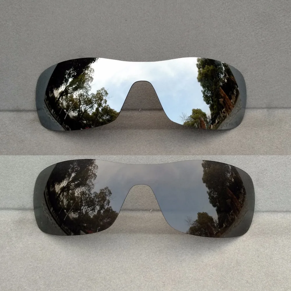 Black & Silver Mirrored Polarized Replacement Lenses for-Oakley Antix Frame 100% UVA & UVB