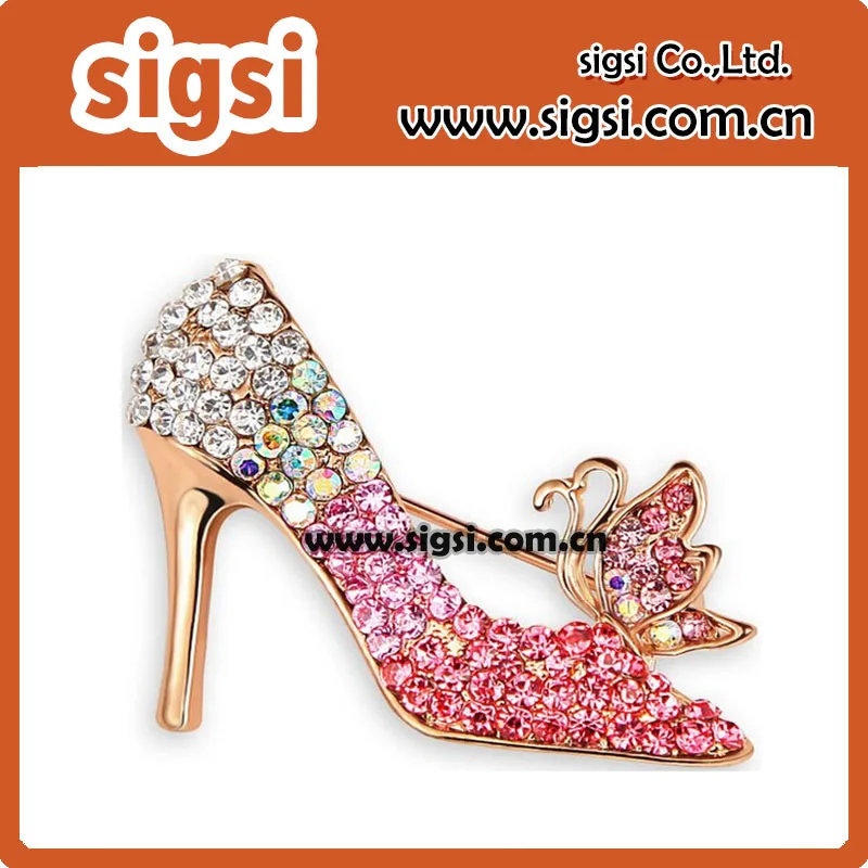 New Design 100pcs/lot 55mm High Quality Rhinestone Butterfly on High-heeled Shoes Pendant