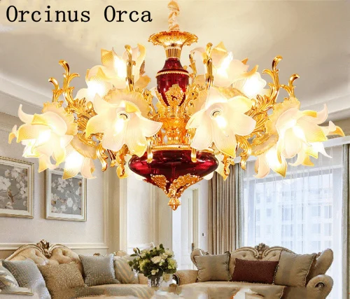 

European luxury color crystal chandelier living room dining room bedroom French creative LED alloy ceramic Chandelier