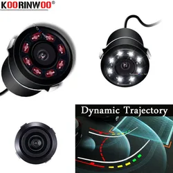 Koorinwoo Auto Dynamic Trajectory Moving Line Guide Trunk Car Rear view Camera Backup 8 IR Lights Reverse System Night Vision