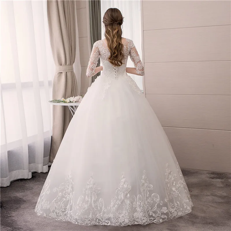 Vestido De novia De encaje De media manga, nuevo Vestido De baile con cordones, apliques De lujo De princesa, vestidos De novia