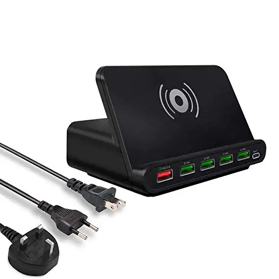 Carregador sem fio universal qi para iphone, ipad, samsung, telefone android, tablet, 7 em 1, rápido 3.0, suporte de carga rápida, 60w