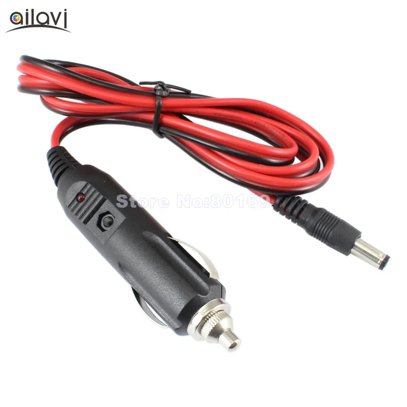DC12V 24V 3A Fast Charging Car Cigarette Charger Adapter Cable DC5.5*2.1mm Male Interface Conversion Line With Fuse Indicator