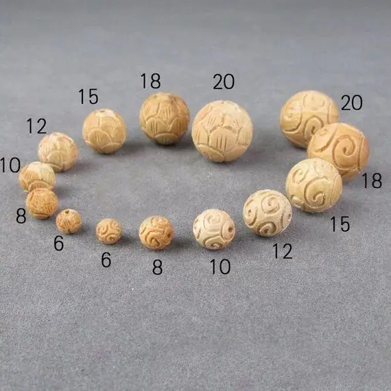 10pcs 6mm/8mm/10mm/12mm/15mm/18mm/20mm Natural Aromatics Sandalwood Beads Loose Mala Space Beads Jewelry Findings DIY Accessorie