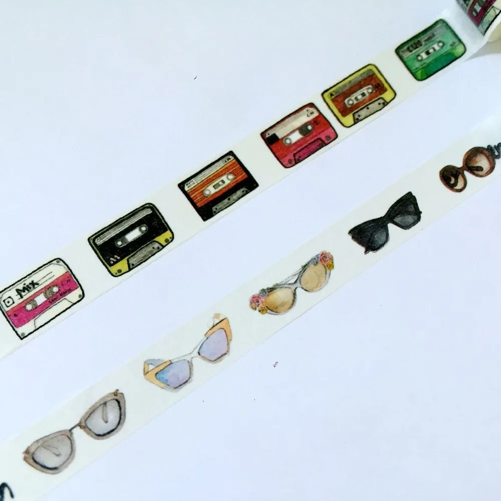 Beautiful  2 rolls/set  15mm*10m  washi paper  tape/ Sunglasses and Magnetic tape  masking  japan washi tape