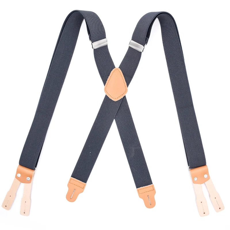 Genuine Leather Suspenders Buttons Braces Fashion Buttons Suspensorio Trousers Strap Father/Husband's Gift 3.5*120cm