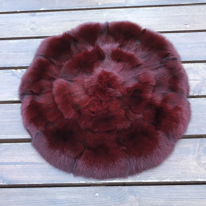 

CX-D-35F Winter Warm Fox Fur Sofa Floor Car Seat Cushion Real Fur Round Cushion