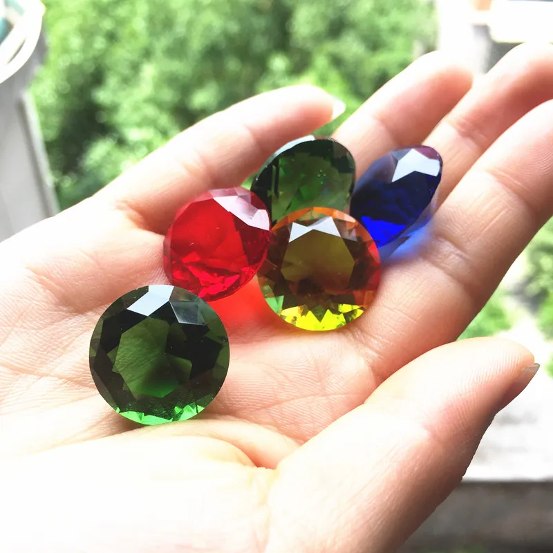 20MM 1pcs Dimeter Crystal Diamond Rainbow Glass Beads Feng Shui Sphere Crystals Decorative Craft Gift Wedding Home Vase Decor