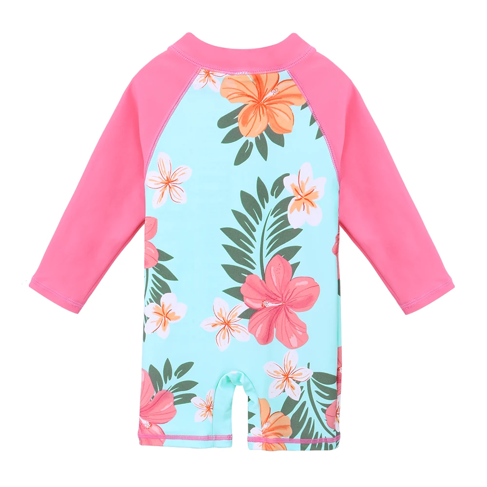 BAOHULU UPF50+ Print Baby Girl Swimsuit Long Sleeve Kids Swimwear One Piece Toddler Infant Bathing Suit for Girls Boys Children