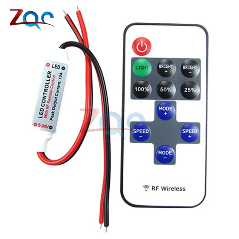 12V RF Wireless Remote Switch Controller Dimmer for Remote Control Dimmers Mini In-line for 3528 2835 5050 LED Strip Light