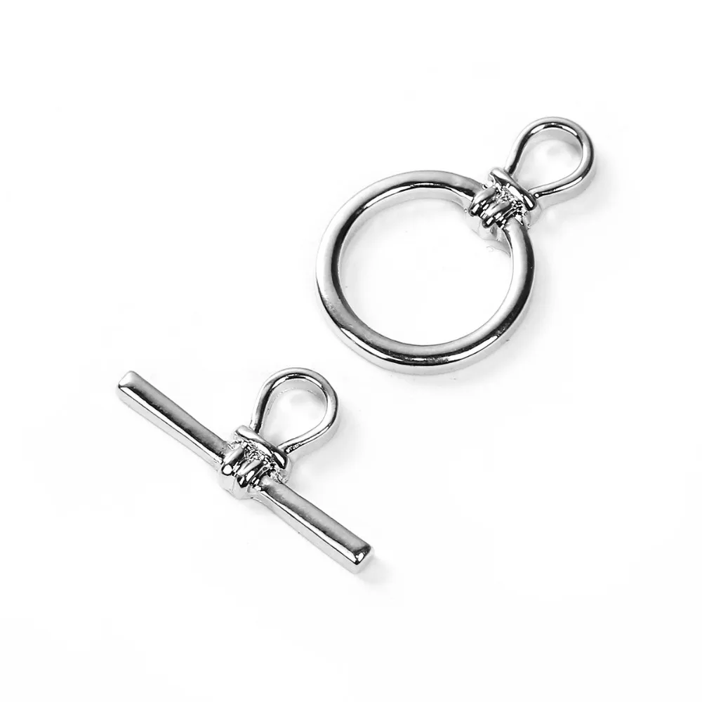 DoreenBeads Zinc Based Alloy Silver Color Toggle Clasps Round Findings 23mm x15mm( 7/8