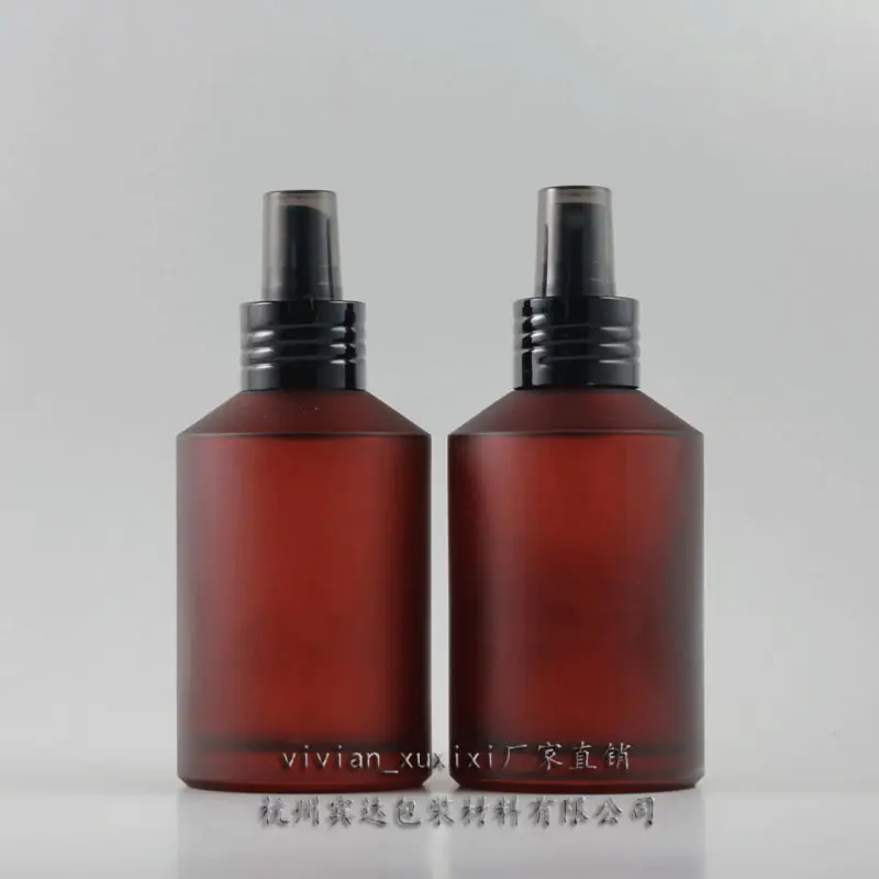 

200ml red rose frosted Glass lotion bottle with black aluminum pump,cosmetic packing,cosmetic bottle,packing for liquid