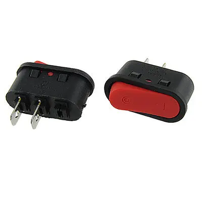 5pcs Red Button 2 Pin SPST ON/OFF Snap In Boat Rocker Switch AC 6A/250V 10A/125V KCD10-101