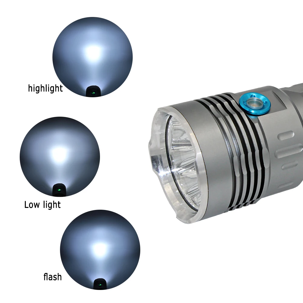 Powerful 8500LM 8x  XM-L T6 LED Flashlight flashlamp 3 Modes Torchs Lantern Flash Light +4x18650 Battery +Charger