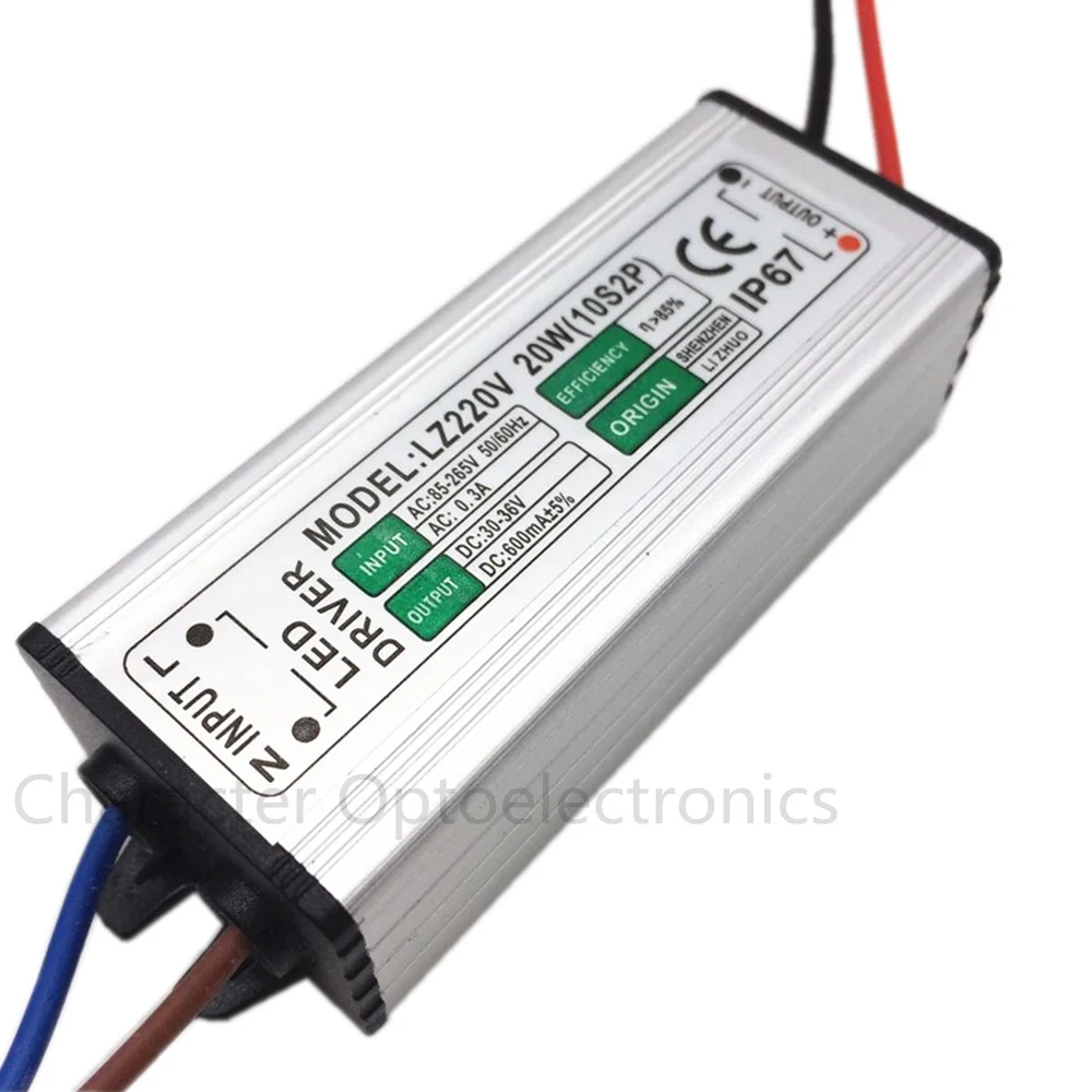 Imagem -02 - Driver de Led 600ma 20w Ac85v265v para Dc3036v Interruptor Adaptador Transformador Fonte de Alimentação Ip67 para Holofote Lâmpada 10 Peças