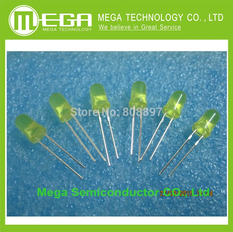 100pcs/lot 5MM Led yellow Colour 5MM LED bulbs yellow light emitting diode F5mm yellow LED