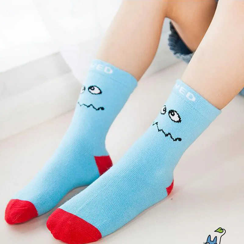 2024 Spring & Summer Cartoon Emoticons Pattern Cotton Baby Socks Boys Girls Socks 1-12 Year Children Socks 5 Pairs/ lot