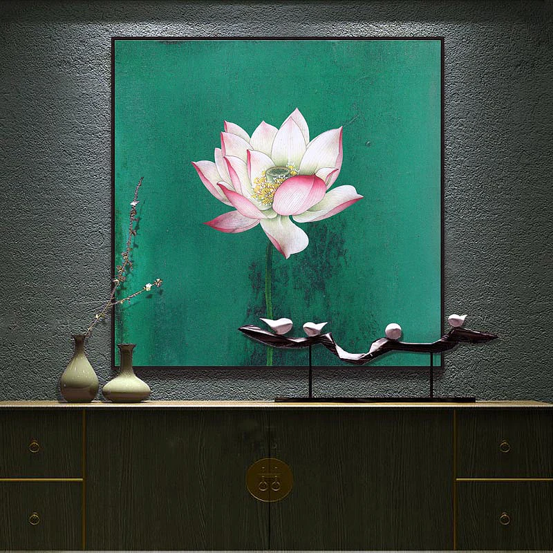 

EECAMAIL New Chinese Diamond Painting Elegant Lotus Point Drilling Modern Simple Zen Lotus Point Drill Cross Hanging Painting