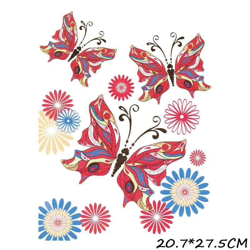 Beautiful Women\'s Clothing Butterfly Thermo Transfer for Clothes Stickers Decor Iron on Patches DIY T-shirt Girl Dress Print E