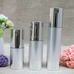 10pcs/lot Makeup Tools Silver Wire-drawing Refillable Bottles 30ml 50ml Lotion Cosmetic Container Empty Shampoo Airless Bottle