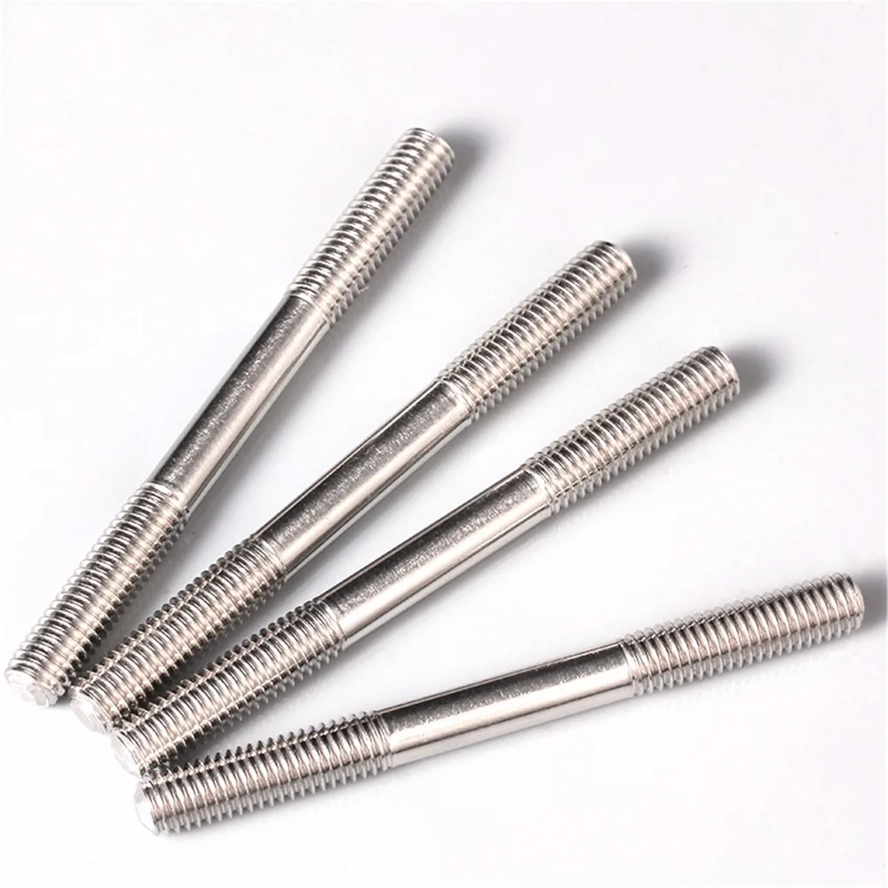 20-100PCS M4 Stainless Steel Double End Thread Screw Headless Studs Screw Rod M4*20/25/30/35-200mm