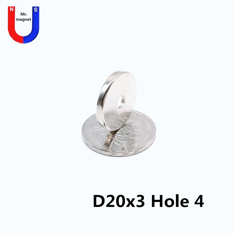 

30/100/500pcs 20x3-4 neodymium magnets 20x3 magnet With countersunk hole 5 20*3-4 disc circular for hole rare earth NdFeB magnet