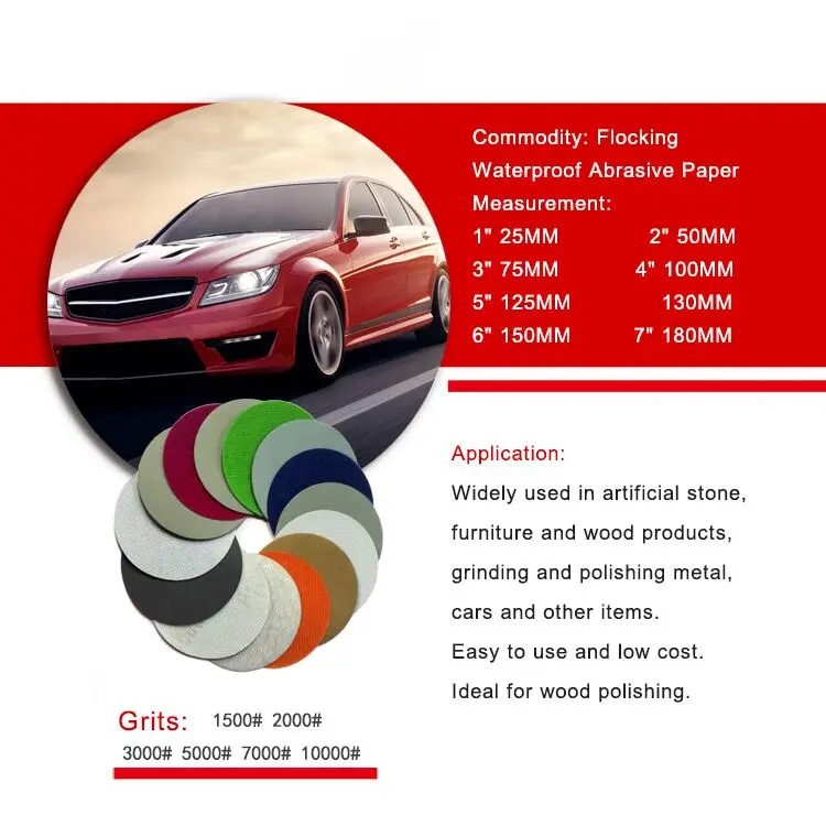 56PCS 1 Inch Flocking Waterproof Sandpaper Abrasive Paper Self-adhesive Wet & Dry for Sanding Polishing Power Tools Accessories