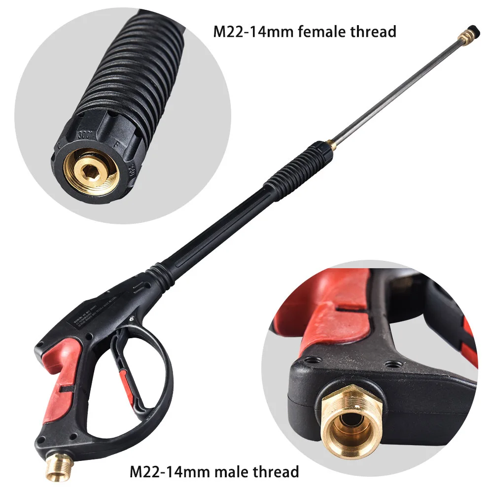 High Pressure Washer Gun 4000 PSI Spray Gun with 19\'\' Extension Wand 4 Quick Connect Nozzles 1 Soap Nozzle for Car Home Washer