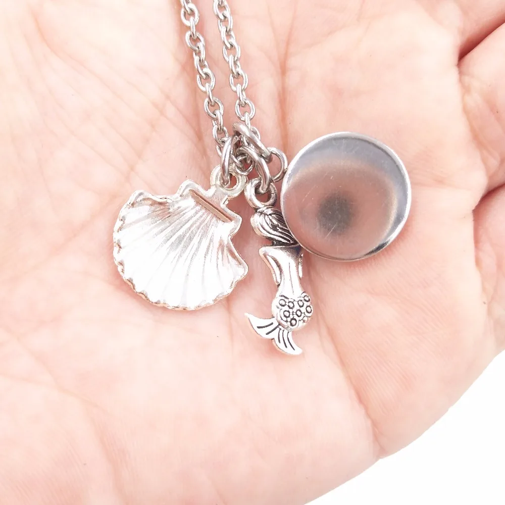 Bulk 10pcs Mermaid Scale Seashell Pendant Necklace Ocean Sea Beach Theme Stainless Steel Chain Wholesale Handmade DIY Jewelry