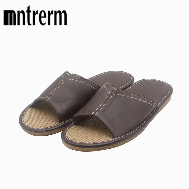 Mntrerm Sheepskin Leather Flat Shoes Men Brown Black 2020 Summer Autumn Slippers Toe British Style Oxford Indoor Shoes For Men