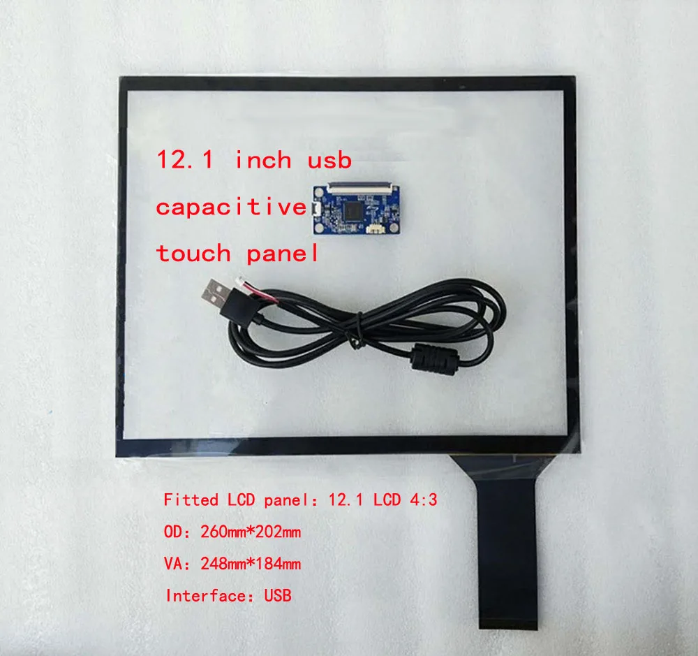 Imagem -02 - Digitador Capacitivo 4:3 do Sensor da Tela de Toque de Polegada Usb para o Computador Industrial do pi Win7 10 da Framboesa do Lcd 1024768 12.1