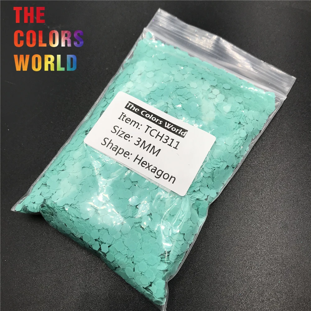 TCH311 Solvent Resistant Matte Turquoise Green Color Hexagon Shape Nail Glitter Nail Art Decorations Nail Gel Face Glitter DIY