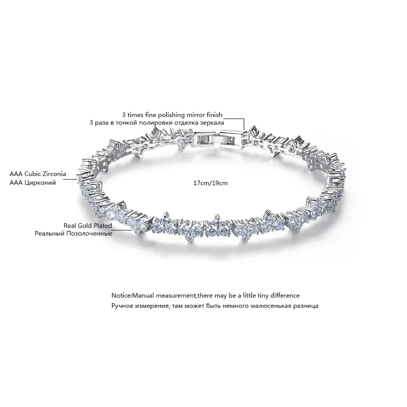 LUOTEEMI 2023 Unique European Elegant Simple Design Round Cut Cubic Zircon Bracelet for Women Wedding Bride Charming Bangle