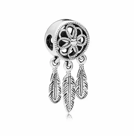 Btuamb Boho Hollow Dream Catcher Flower Leaves Tassel Charm Beads Fit Brand Bracelets & Bangles For Women Party Making Jewelry