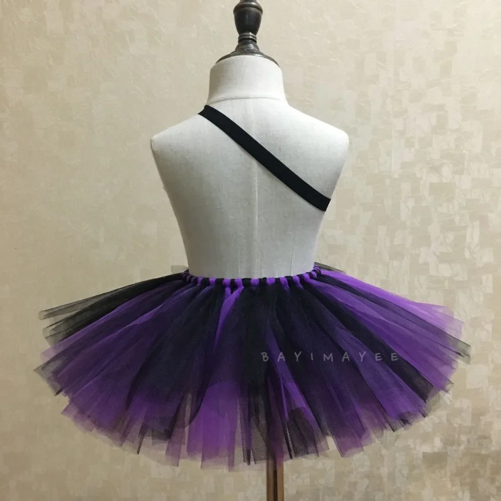 Cute Girls Summer Tutu Skirts Baby Purple Black Tulle Skirts Ballet Pettiskirt Tutu with Bow Headband Kids Party Skirts Clothing