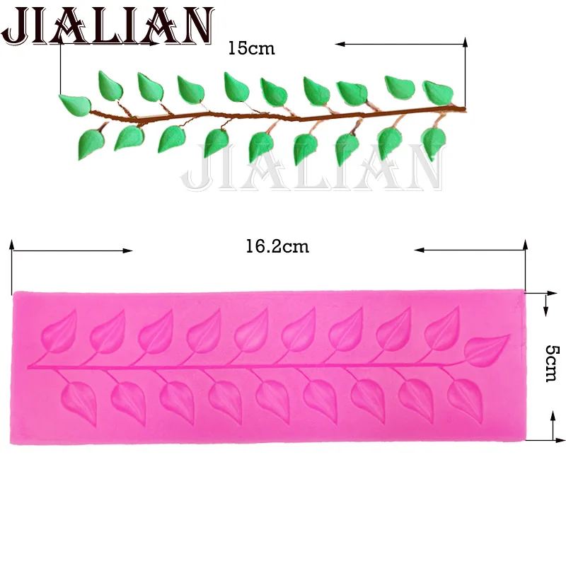 Long strip lace tree leaf chocolate wedding cake decorating tools DIY leaves fondant silicone mold vine cookies molds T0286