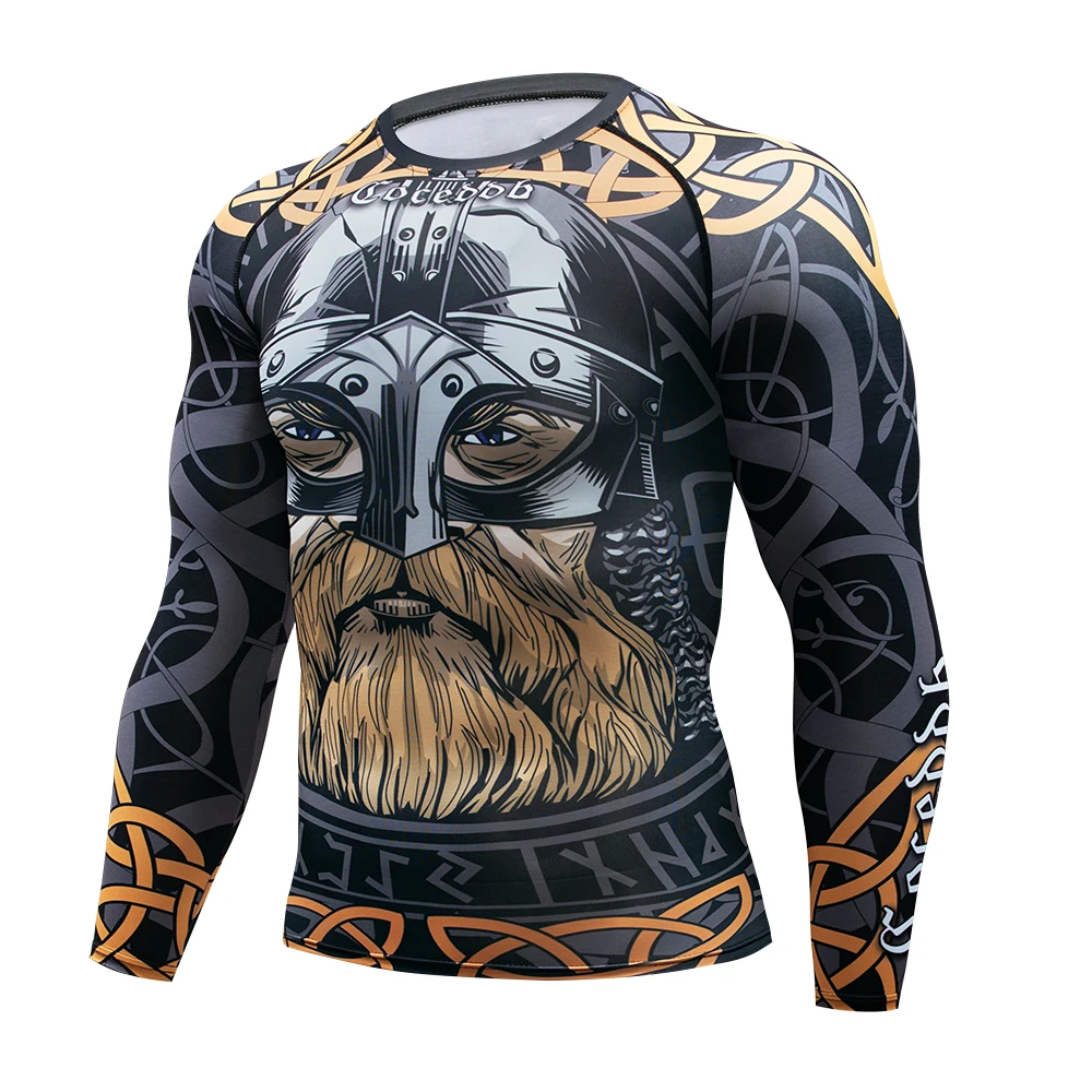 Nova marca dos homens terno rashguard manga longa crossfit camisa t compressão conjunto de roupas esportivas de fitness térmica