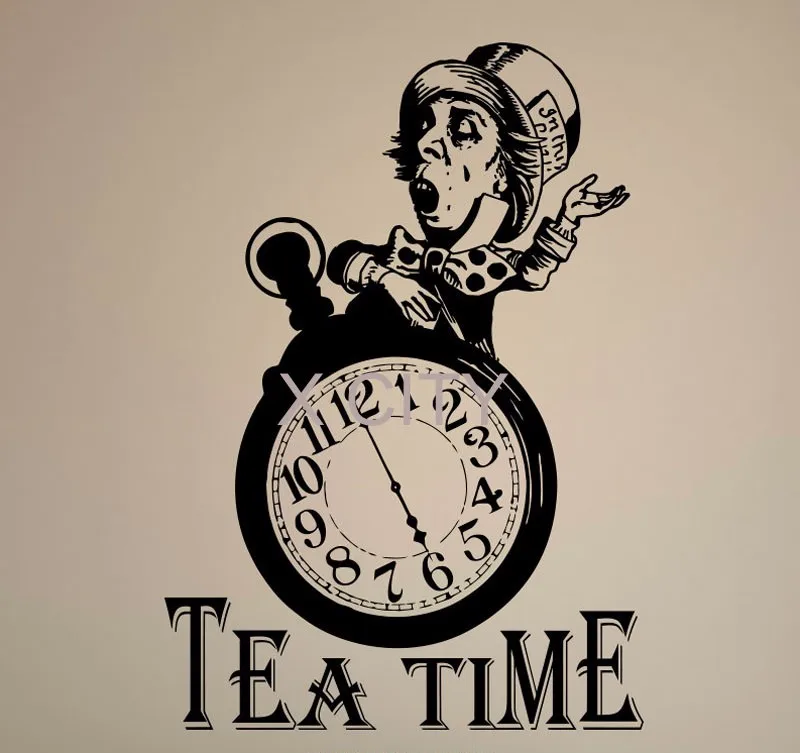 Alice In Wonderland Wall Sticker Tea Time Vinyl Decal Rabbit Mad Hatter Decor Cheshire Cat Poster Nursery Mural image 6