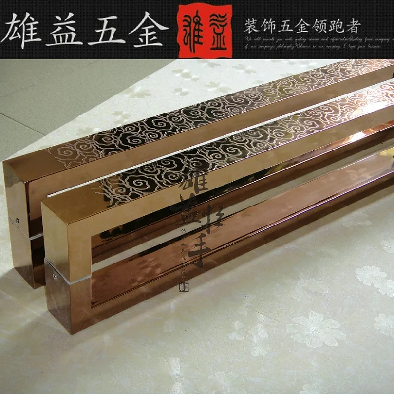 Chinese antique rose gold stainless steel door handle glass door handle wooden door doorknob hotel clubs