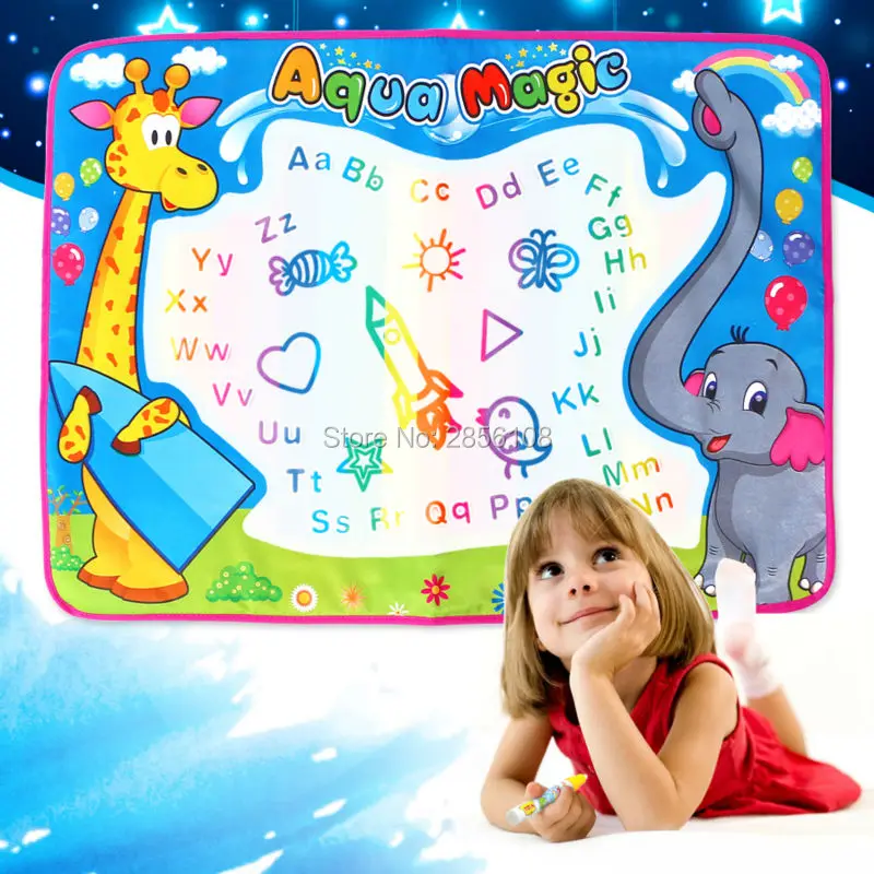 72x52cm Kids Water Drawing Painting Writing Toys Doodle aqua magnetic drawing board Magic Pens with 8Pcs model Educational Toys