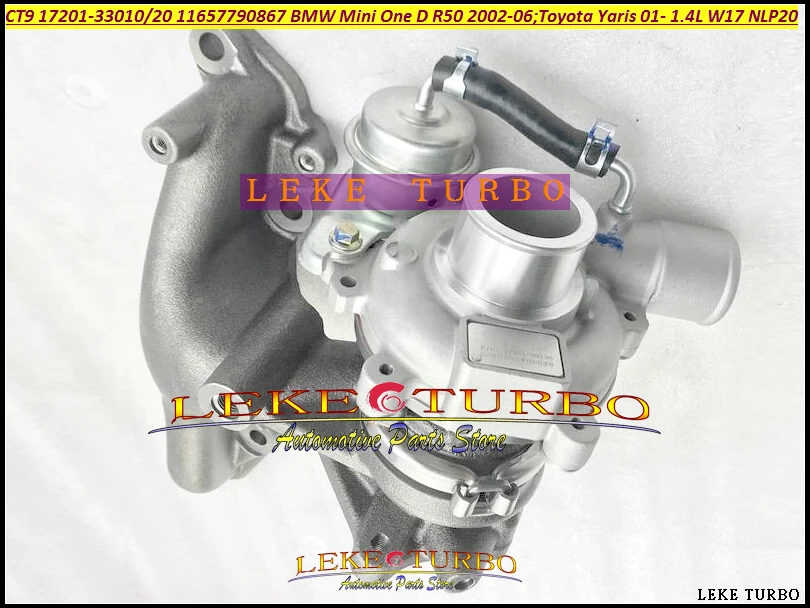 

Turbo CT9 17201-33010 17201-33020 17201 33020 11657790867 Turbocharger for BMW Mini One D R50 For TOYOTA Yaris W17 NLP20 1.4L