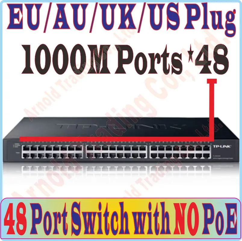 Plug & Play, 48 ports Gigabit 1000Mbps desktop Switch without POE port, For NVR and CCTV IP Cameras / wireless AP, Metal Cabinet