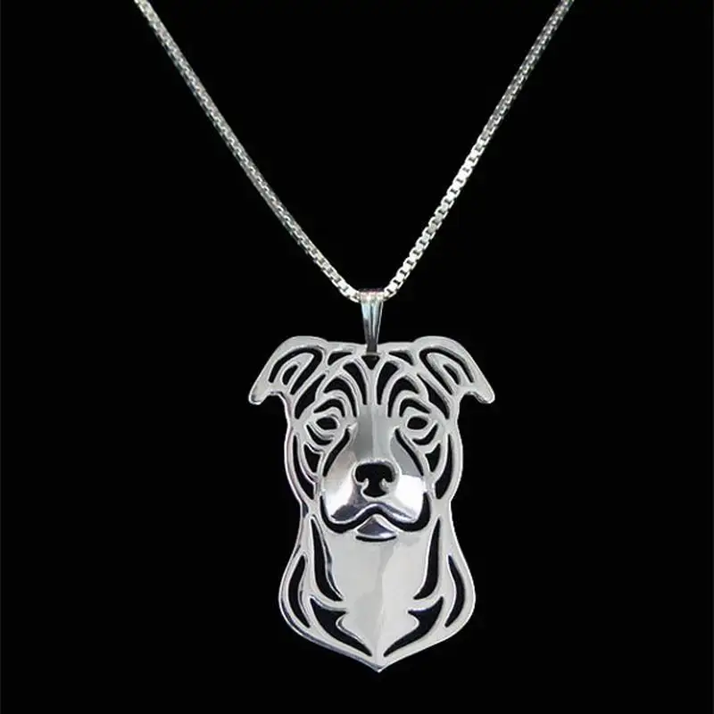 Women's Staffordshire Bull Terrier Necklaces Jewelry Metal Dog Pendant Necklaces For Lovers Drop Shipping