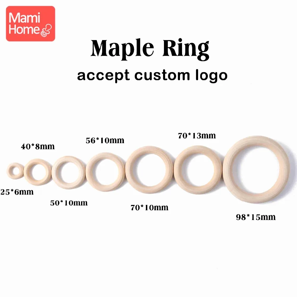 Mamihome 10/5/3pc Maple Wooden Ring Wood Teething Children Goods DIY For Nursing Necklace Rattles Wooden Blank Rodent Bpa Free