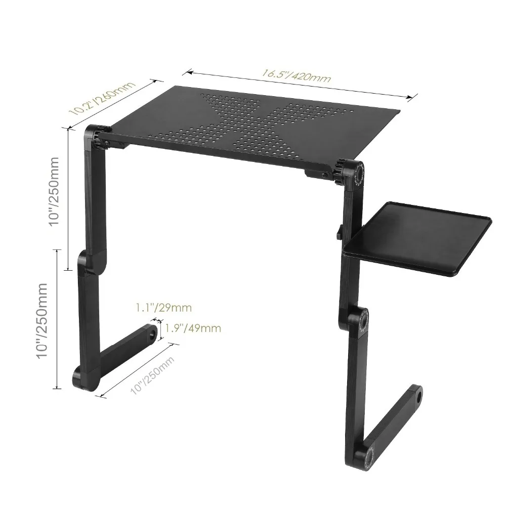 Scrivania portatile regolabile in alluminio per Laptop letto ergonomico per TV vassoio per Laptop supporto da tavolo per PC supporto da tavolo per