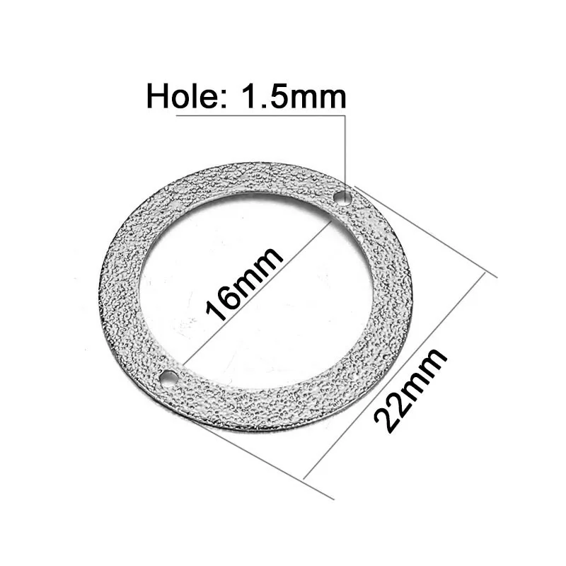 50PCS/lot 22mm Stardust Double Holes Copper Charm Pendants Geometry Brass Flat Round Charms Fit Bracelets Jewelry DIY Making