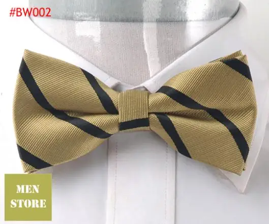 Streep Bow tie Pre-tied Tuxedo Stropdas Woven Bruidegom Mariage Party BowTie Das Verkoop Off