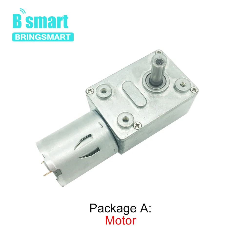 Bringsmart DC 12V 24V 3-210RPM Turbo Geared Worm Motor 12V Gear Box Motor 6v High Torque Reducer 370 Electric Motor 18v JGY370