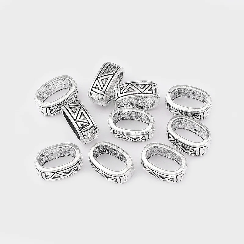 10pcs Antique Silver Triangles Licorice Leather Slider Spacer Beads For 10X6mm Leather Cord Bracelets & Bangles Jewelry Making